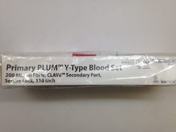 ICU MEDICAL 14212-28 Primary PLUM Y-Type Blood Set, 200 Micron Filter, CLAVE Secondary Port, Secure Lock, 110in (X)