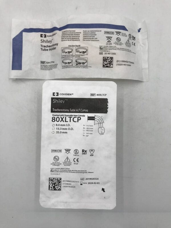 COVIDIEN 80XLTCP Shiley Tracheostomy Tube XLT Cuffed, Proximal With Disposable Inner Cannula, 8.0mm I.D., 13.3mm O.D., 35mm
