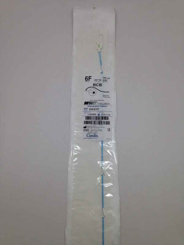 CORDIS 534-670T RCB INFINTI Thrulumen Angiographic Catheter,  6F, 100cm, .057"ID, .038" (X)