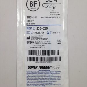 CORDIS 533-620 JL 4 Super Toque Plus Diagnostic Catheter, Open End
