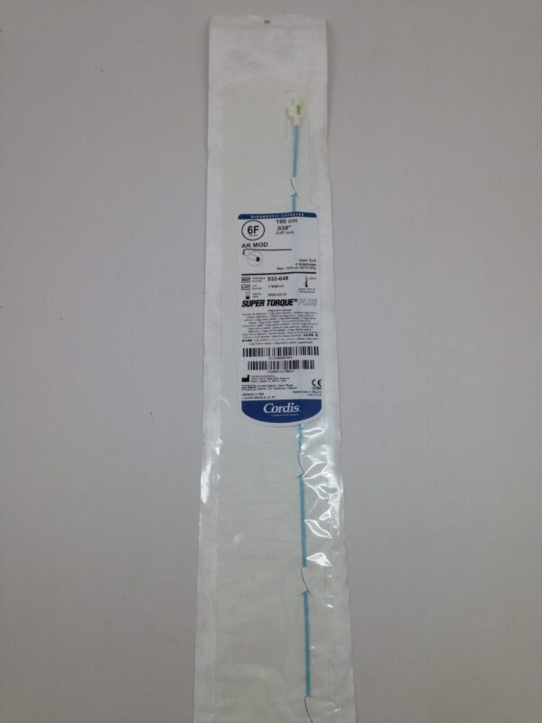 CORDIS 533-648 AR MOD Super Torque Plus Diagnostic Catheter, Open End 0 Sideholes, 6F, 100cm, .038"