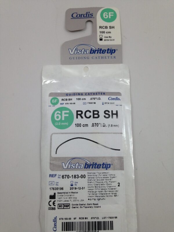 CORDIS 670-183-00 Vista Brite Tip Guiding Catheter, 6F, 100cm, .070" I.D. (X)