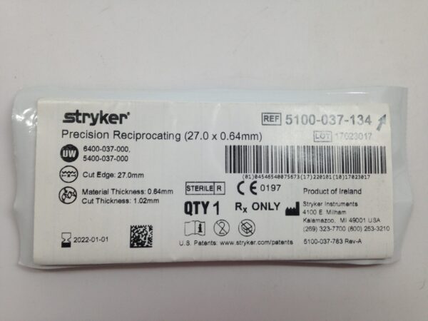STRYKER 5100-037-134 Precision Reciprocating, 27.0 x 0.64mm (X)