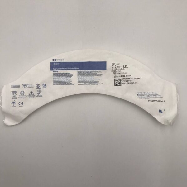 COVIDIEN 18775 Shiley TaperGuard Oral/Nasal Tracheal Tube, Murphy Eye, 7.5mm I.D., 10.2mm O.D., 25.4mm
