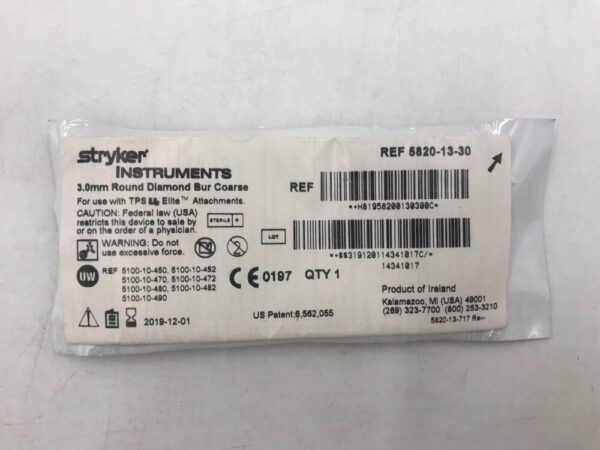 STRYKER 5820-13-30 Round Diamond Bur Coarse 3.0mm (X)