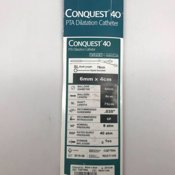 BARD CQF7564 CONQUEST 40 PTA Dilatation Catheter 5.8F x 6mm x 40mm (X)