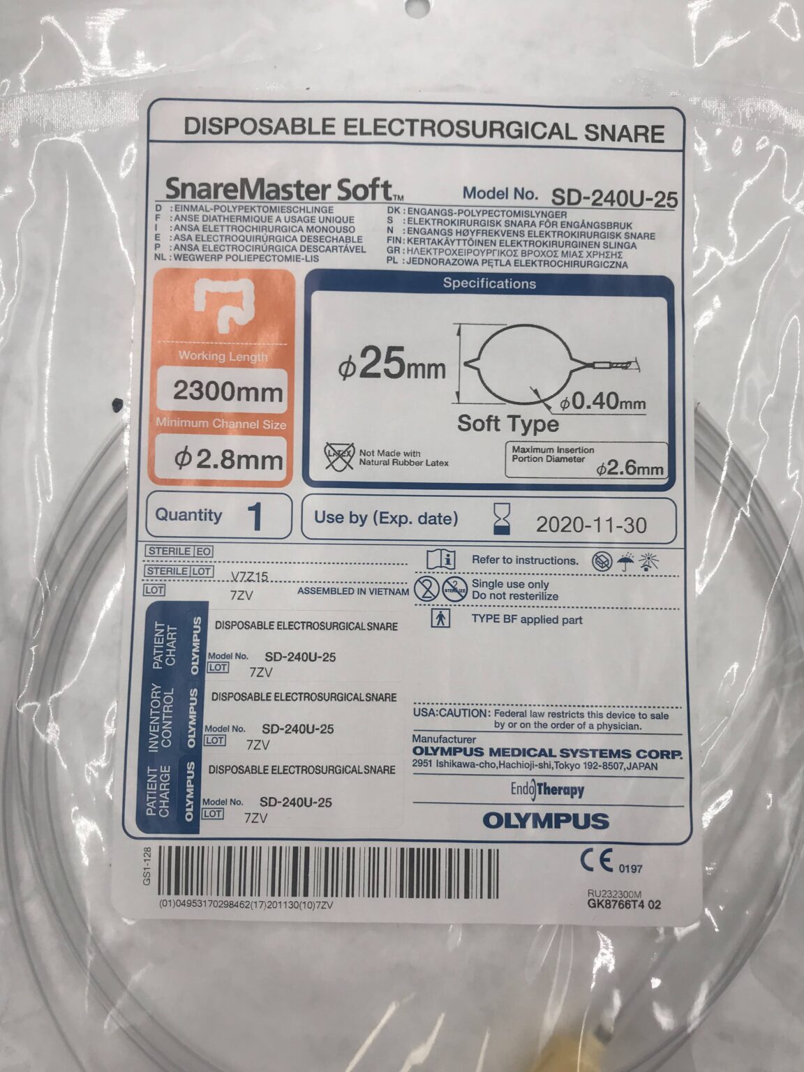 OLYMPUS SD-240U-25 SnareMaster Soft Disposable Electrosurgical