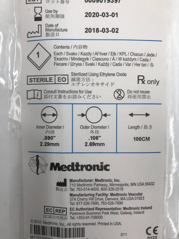 MEDTRONIC LA8JL40 Launcher Guiding Catheter, 8F, .090", JL4.0, 100cm (X)