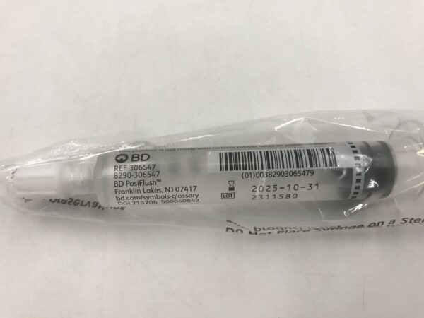 BD 306547 0.9% Sodium Chloride Injection, USP, PosiFlush Normal Saline Flush Syringe, 10mL Syringe (30/Bag)
