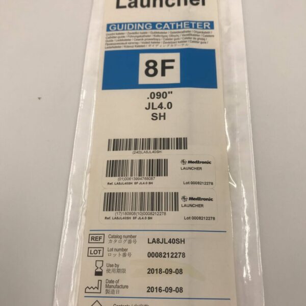 MEDTRONIC LA8JL40SH Launcher Guiding Catheter, 8F, .090", JL4.0 SH, 100cm (X)