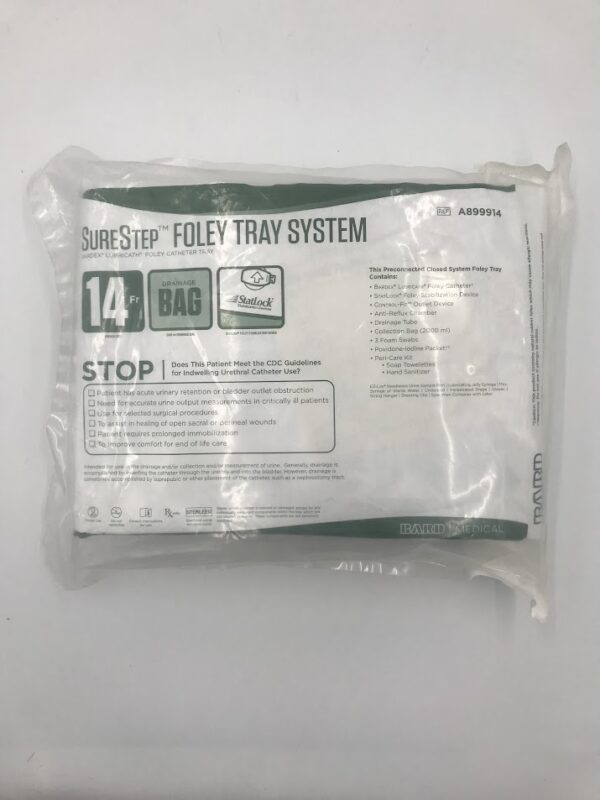 BARD A899914 SureStep Foley Tray System, Bardex Lubricath Foley Catheter Tray, 14Fr Drainage Bag 2000ml (X)