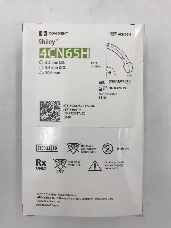 COVIDIEN 4CN65H Shiley Adult Flexible Tracheostomy Tube w/TaperGuard Cuff, Disp. Inner Cannula 6.5mm x 9.4mm x 20.6mm