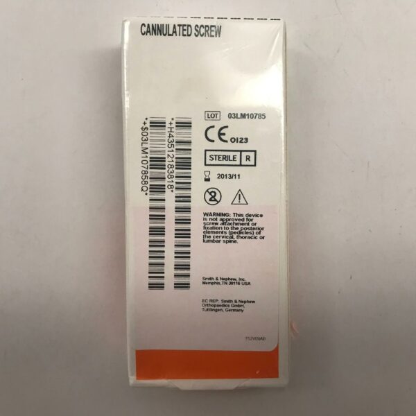 SMITH AND NEPHEW 121838 Cannulated Screw, 4.0mm Diameter, 38mm Length Partially Threaded SST (X)