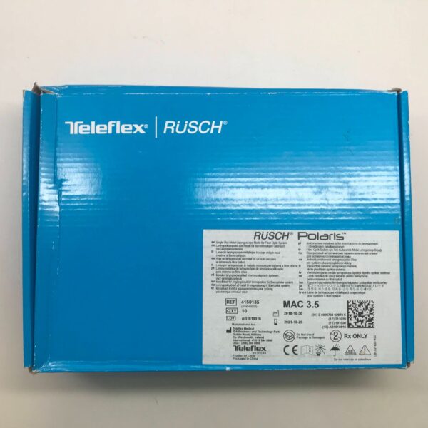 TELEFLEX 4150135 Rusch Polaris Single-Use Metal Laryngoscope Blade For Fiber Optic System, MAC 3.5 (Box Of 10) (X)