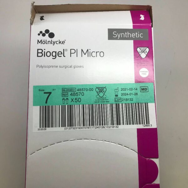 MOLNLYCKE 48570 Biogel PI Micro Polyisoprene Surgical Gloves, Size 7 (Box/50)