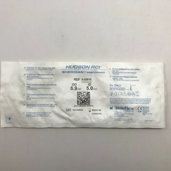 TELEFLEX 5-22010 Hudson RCI Sherdan/Preformed Uncuffed Tracheal Tube , Oral, 5.0mm, 6.9mm
