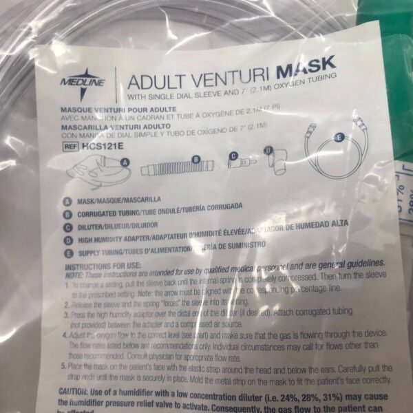 MEDLINE HCS121E Adult Venturi Mask With Single Dial Sleeve And 7' Oxygen Tubing