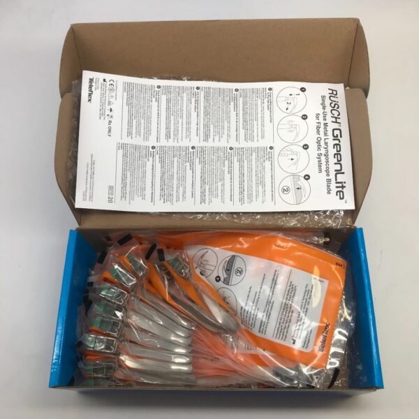 Teleflex 004550001 Rusch GreenLite Single Use Laryngoscope Blade For Fiber Optic System MILL 1