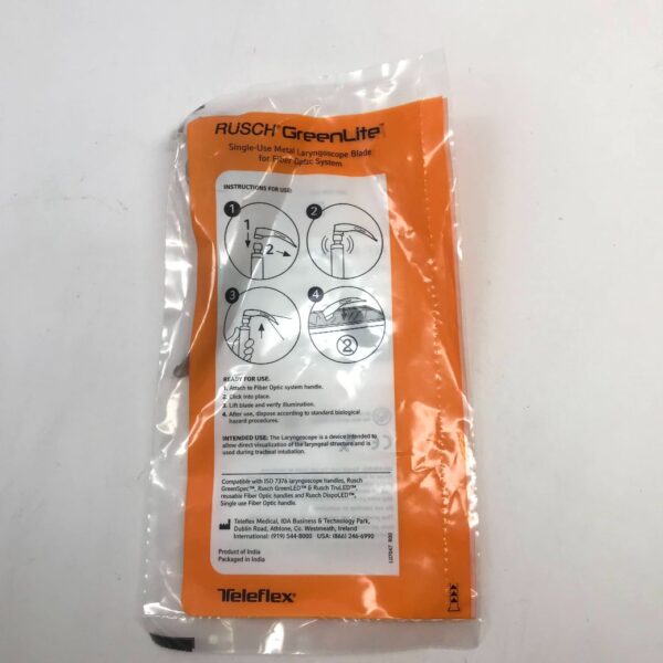 Teleflex 004550001 Rusch GreenLite Single Use Laryngoscope Blade For Fiber Optic System MILL 1