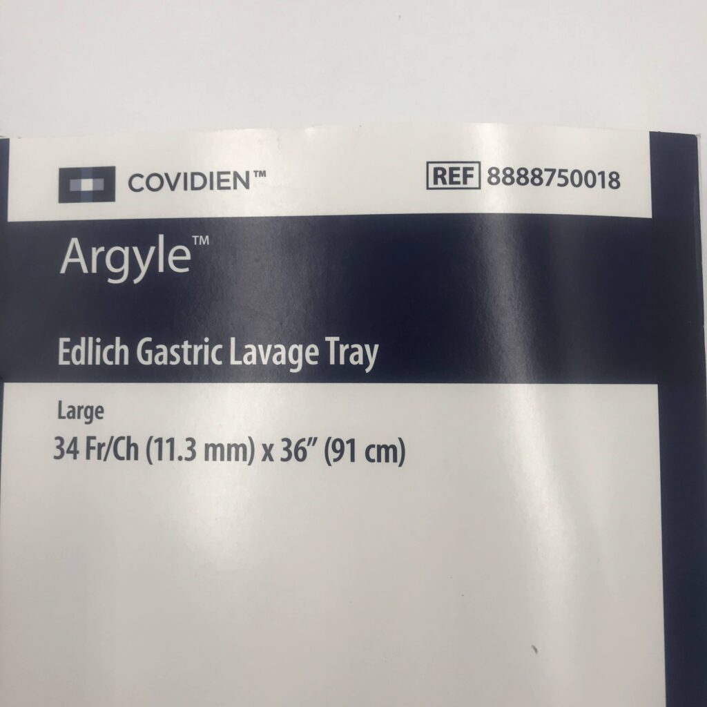 COVIDIEN 8888750018 Argyle Edlich Gastric Lavage Tray, Large 34Fr
