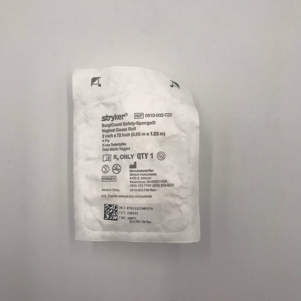 Stryker 0610-002-720 SurgiCount Safety-Sponge Vaginal Gauze Roll