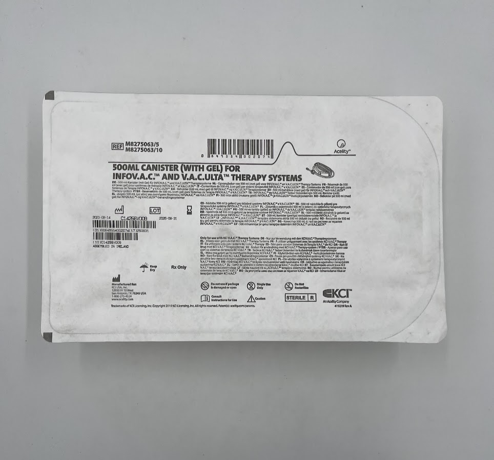 KCI M8275063 500ml Canister (W/Gel) For INFOV.A.C & V.A.C.ULTA Therapy Systems (X)