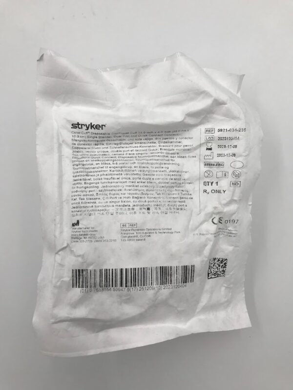 STRYKER 5921-034-235 Color Cuff Disposable Tourniquet Cuff, Single Bladder Dual Port