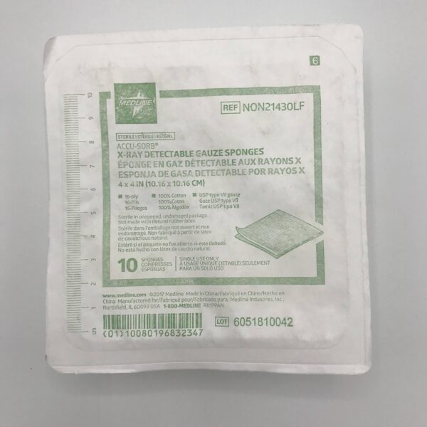 Medline NON21430LF Accu-Sorb, X-Ray Detectable Gauze Sponges