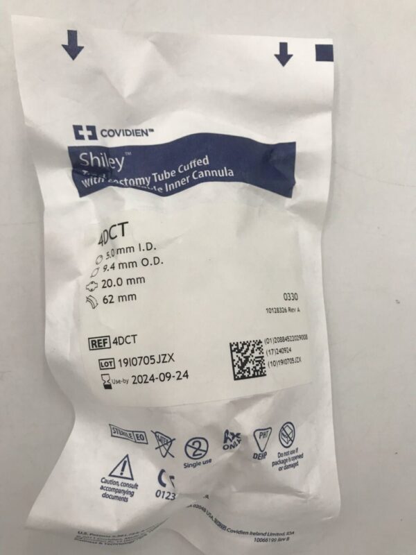 COVIDIEN 4DCT Shiley Tracheostomy Tube Cuffed With Disposable Inner Cannula, 5.0mm I.D.