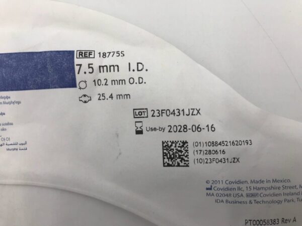 Covidien 18775S Shiley Tracheal Tube W/ Stylet, 7.5mm