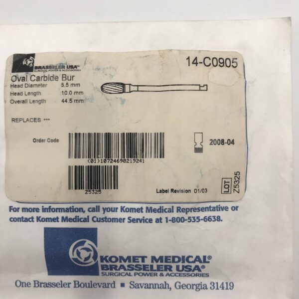 Komet Medical 14-C0905 Brassler Oval Carbide Bur (x)