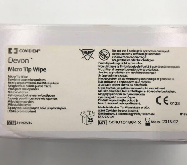 Covidien 31142535 Devon Micro Tip Wipe (25/Box) (x)