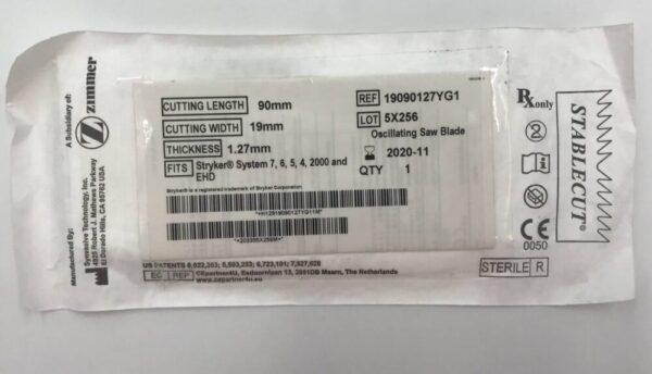 Synvasive 19090127YG1 Zimmer Oscillating Saw Blade, 90mm (x)