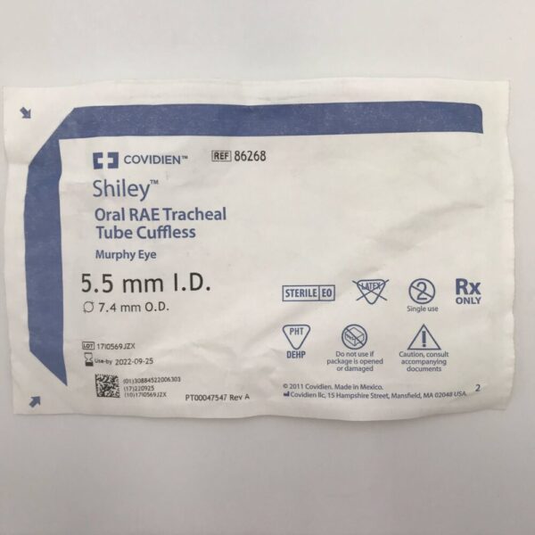 Covidien 86268 Shiley Oral RAE Tracheal Tube Cuffless, 5.5mm