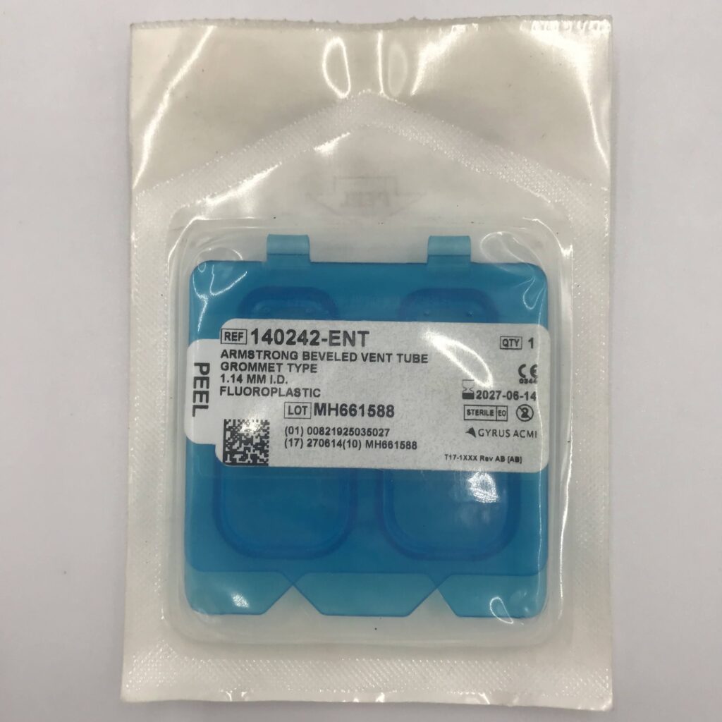 Gyrus 140242-ENT Armstrong Beveled Vent Tube, Grommet Type, 1.14mm