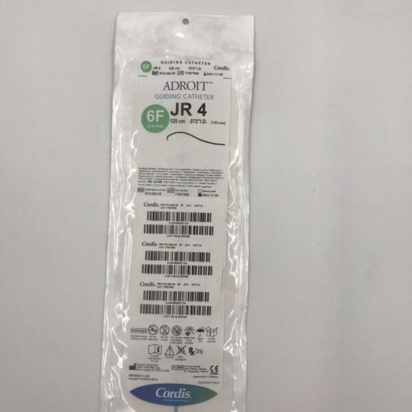Cordis 672-082-25 Adroit Guiding Catheter JR 4, 6F 125cm (x)