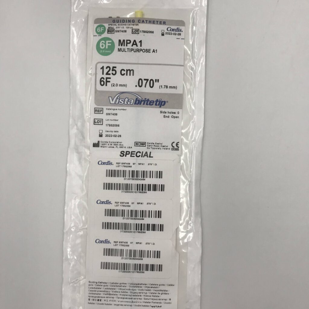 Cordis SM7406 MPA1 VistaBriteTip Guiding Catheter Multipurpose A1