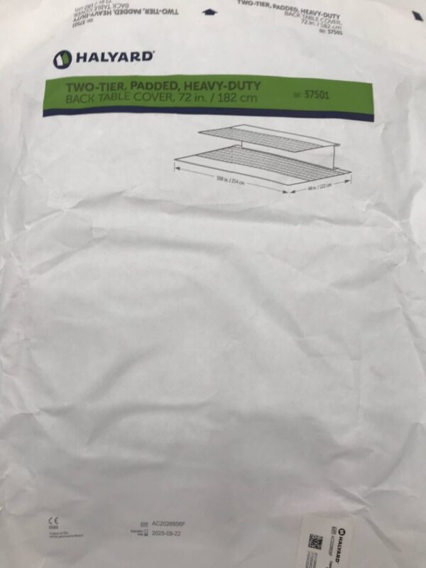 HALYARD 37501 Two-Tier, Padded, Heavy-Duty Back Table Cover 72 x 100in