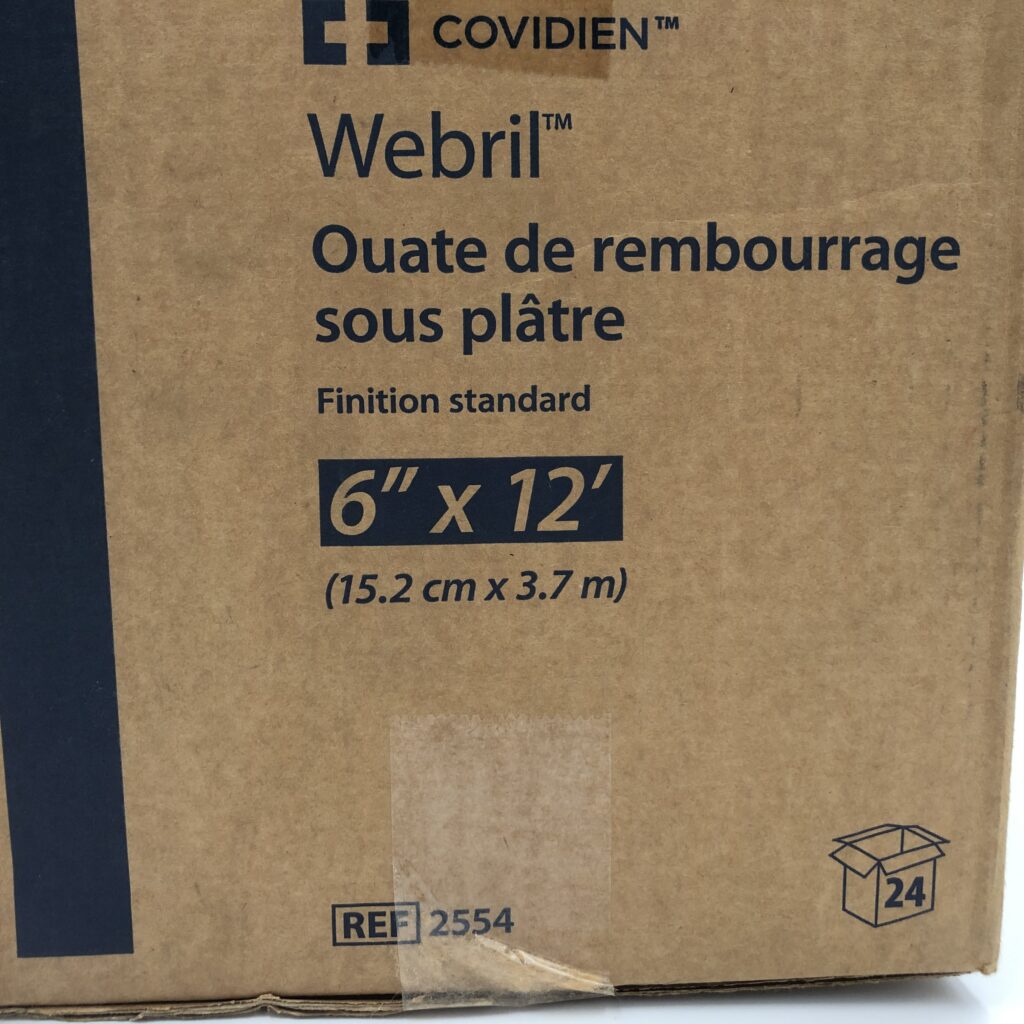 Covidien 2554 Webril Cotton Under Cast Padding, Regular Finish 6inx12in (24/Case) (X) - GB TECH USA Covidien 2554 Webril Cotton Under Cast Padding, Regular Finish 6inx12in (24/Case) (X) - GB TECH USA