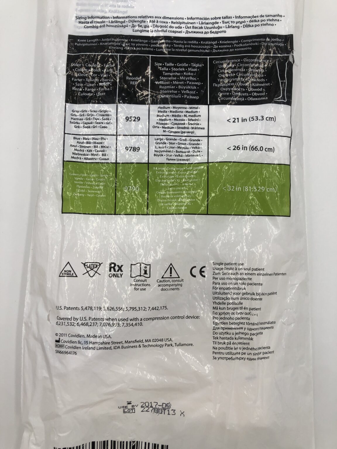 COVIDIEN 9790 Kendall SCD Express Sleeves, Knee Length, X-Lg