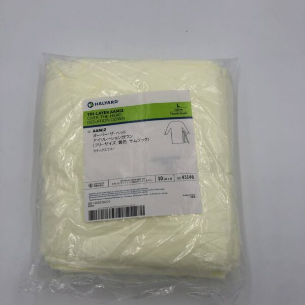 Halyard 43146 Tri-Layer AAMI2 Over the-Head Isolation Gown (Bag of 10)
