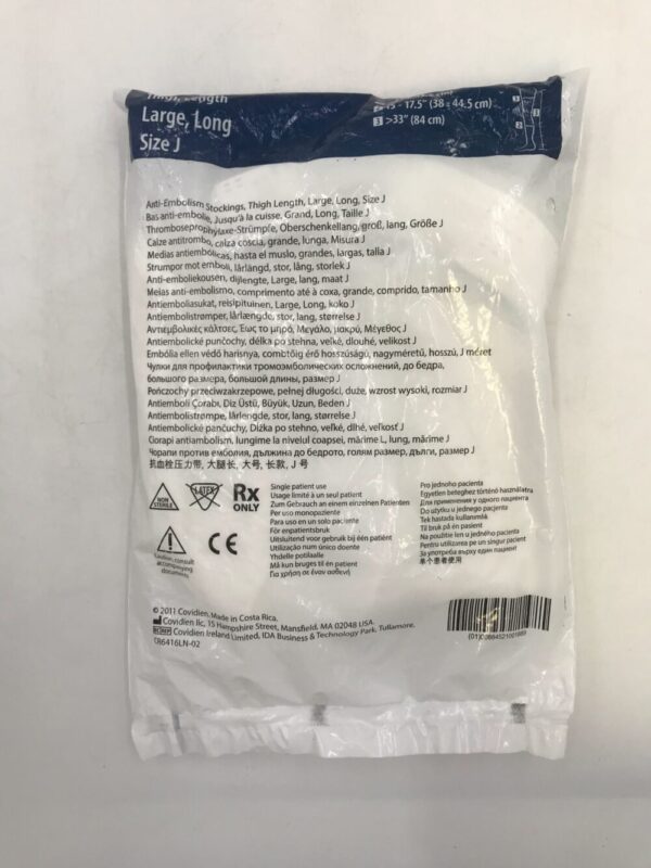 COVIDIEN 3856LF T.E.D. Anti-Embolism Stockings Thigh Length Long, Size J (X)