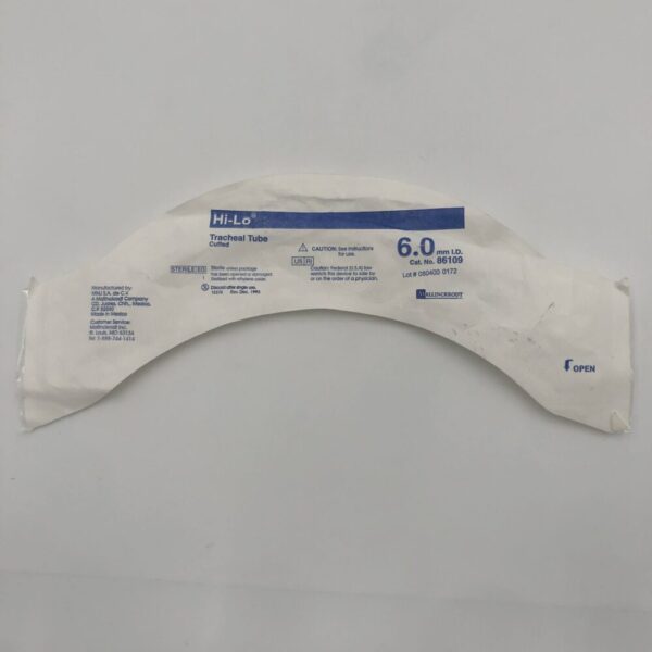 MALLINCKRODT/ COVIDIEN 86109 Hi-Lo Tracheal Tube Cuffed 6mm ID (X)