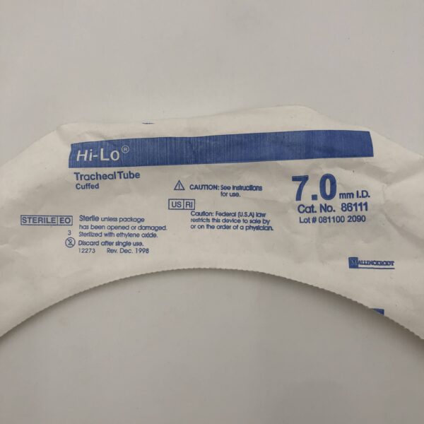 MALLINCKRODT/ COVIDIEN 86111 Hi-Lo Tracheal Tube Cuffed 7mm I.D. (X)