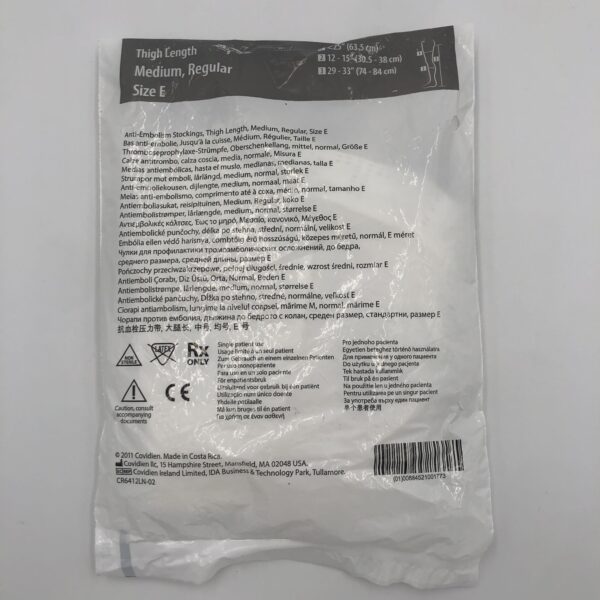 COVIDIEN 3416LF T.E.D. Anti-Embolism Stocking Thigh Leng. Med. Reg. Size E (X)