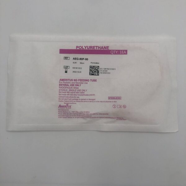 AMERITUS AEG-80P-50 NG Pediatric & Neo Feeding Tube, Radiopaque Stripe 8Fr