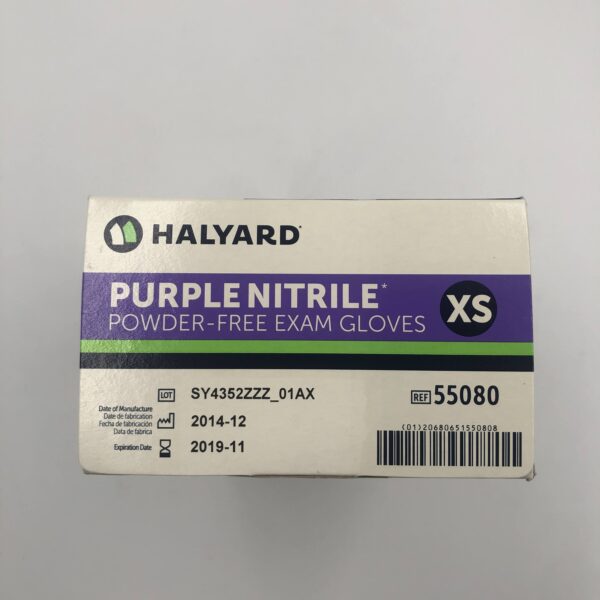 HALYARD 55080 Purple Nitrile Powder-Free Exam Gloves, XS (100/Bx) (X)