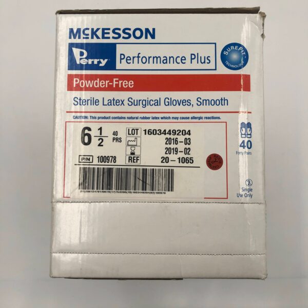 MCKESSON 20-1065 Perry Sterile Latex Surgical Gloves, Size 6.5 (40Pairs/Bx) (X)