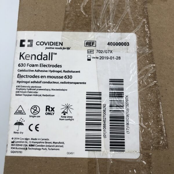 Covidien 40000003 Kendall 630 Foam Electrodes Conductive Adhesive Hydrogel,Radiolucent (Case/600) (X)