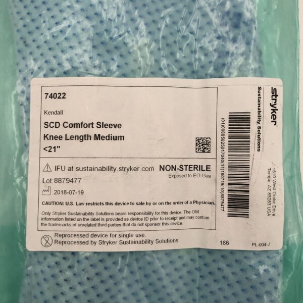 Covidien 74022 SCD Comfort Sleeve Knee Length Medium <21" (Reprocessed by Stryker)(X)